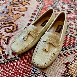 Vintage leather snakeskin driving loafers